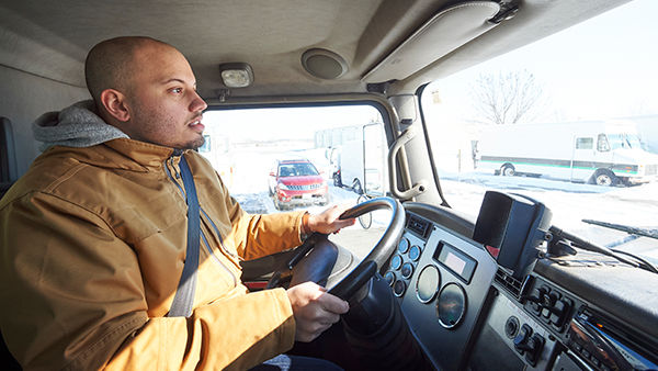  Driver wearing winter jacket