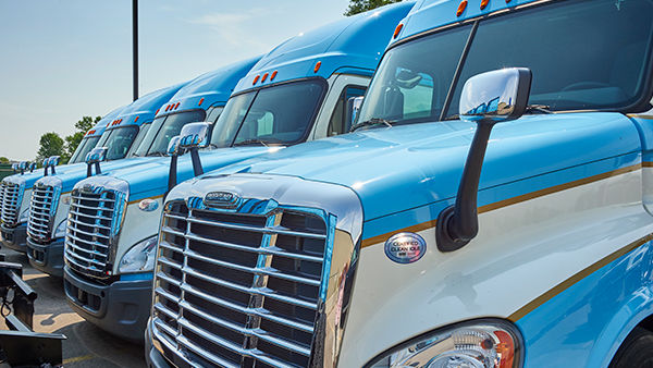 Fleet of blue trucks