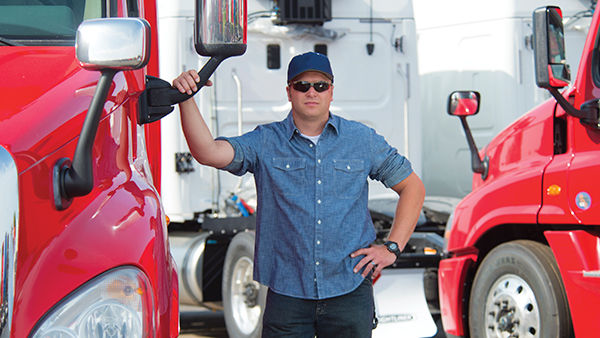  Woman with red truck