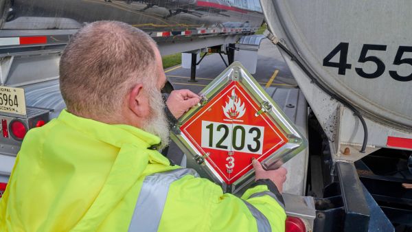 Hazmat sign on truck