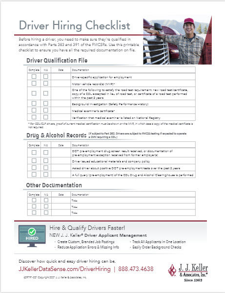 Driving Hiring Checklist Thumbnail